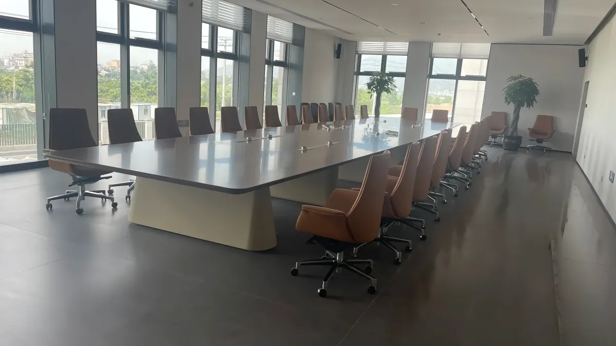 Real business meeting room prepared for customer and project discussions